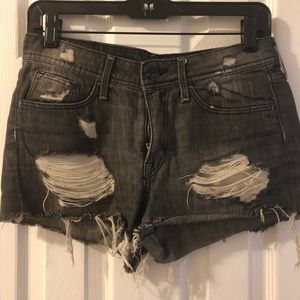Women’s Distressed Dark Wash Cut off Shorts - 6